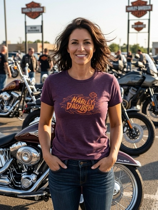 Harley-Davidson Tops - Harley-Davidson Nashville Boswell’s Purple Flame Biker Graphic Tee XXL